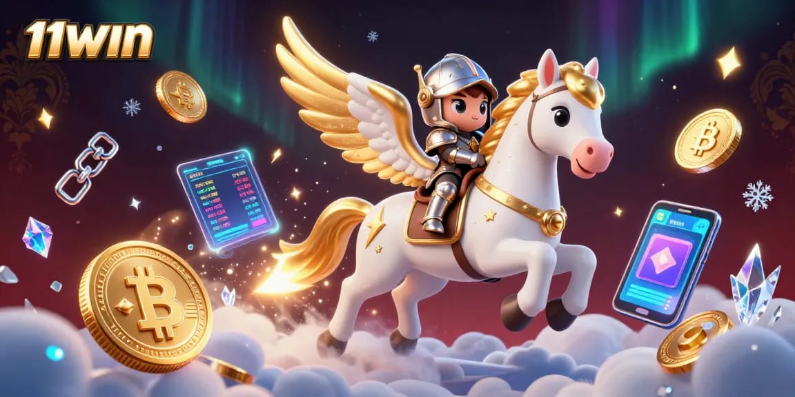 Join the excitement at 11WIN with a dynamic illustration showcasing crypto casino adventures.