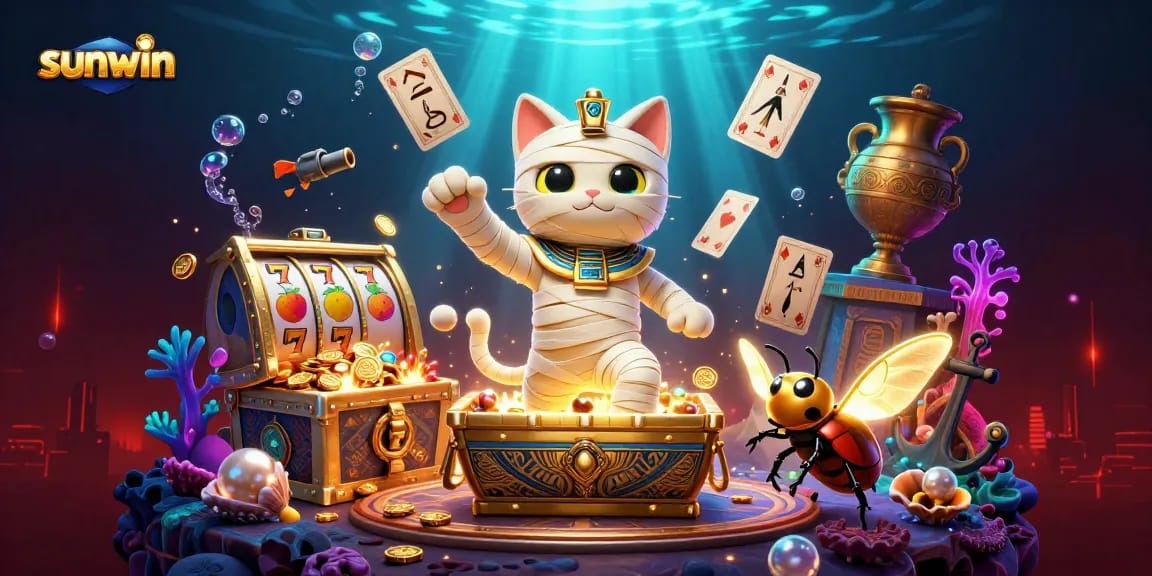 Experience the thrill of sunwin in this vibrant Egyptian casino scene with mystical elements.