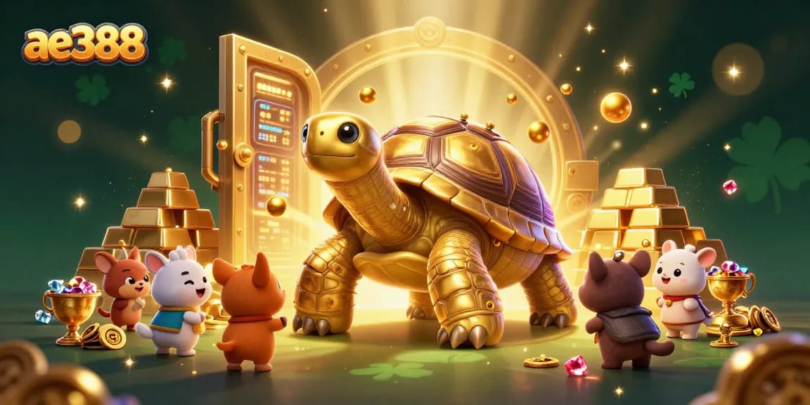 Elevate your gaming with ae388's vibrant world of fortune and excitement in this 3D casino scene.