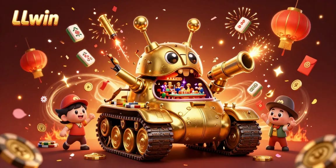 Experience thrilling action in LLwin's vibrant casino adventure with a golden beetle tank.
