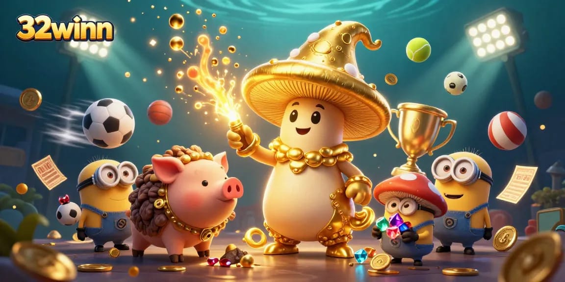 Engage with exciting treasures at 32winn, featuring whimsical characters and thrilling sports elements.