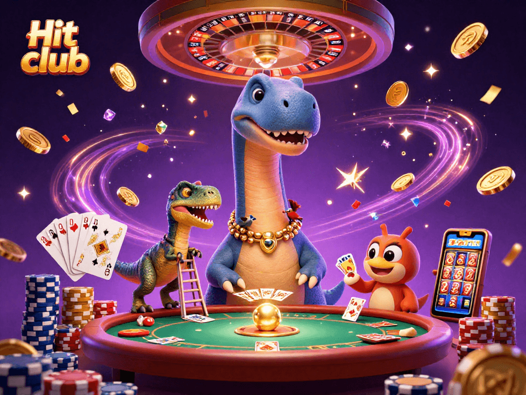 Experience the excitement of Hit club with vibrant casino action captured in this illustrated scene.