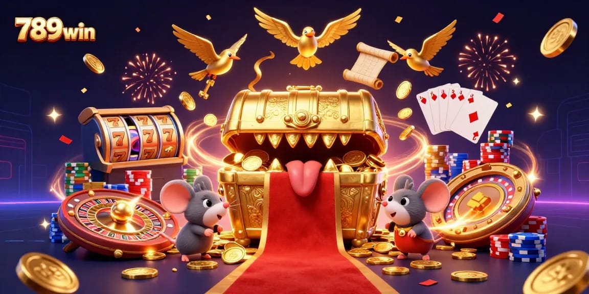 Experience the thrilling excitement of 789win with dynamic slot reels, golden coins, and adventure elements.
