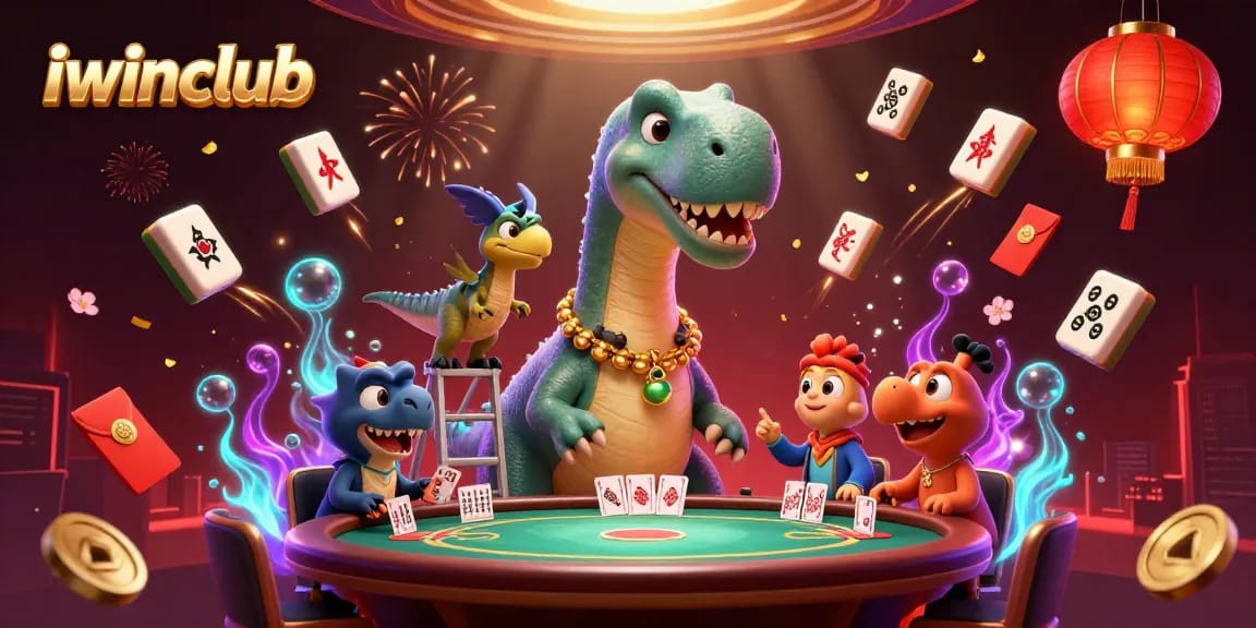 Experience the excitement of iwinclub with a 3D animated casino scene featuring unique characters and vibrant elements.