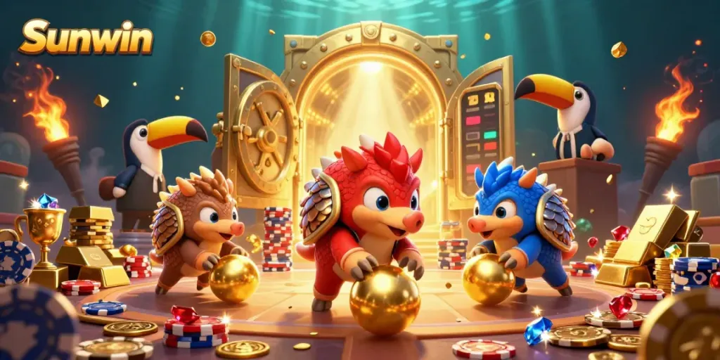 Win big with Sunwin as rival pangolins battle through poker chips and stunning treasures.