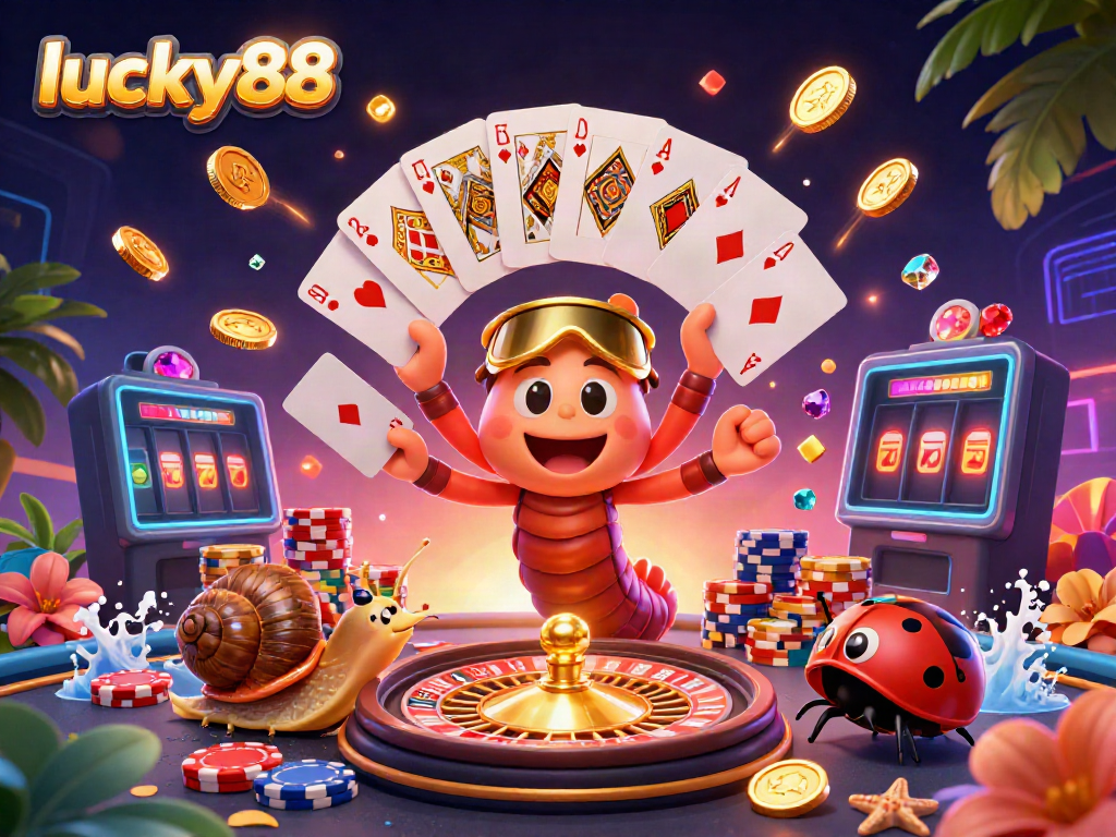 Experience thrilling gameplay with lucky88 in a dynamic casino scene featuring vibrant characters and elements.