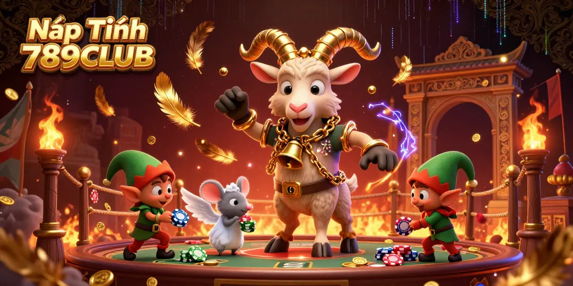 Nạp Tiền 789CLUB showcases a vibrant casino scene with Krampus, a mouse, and gremlins, emphasizing gameplay excitement.