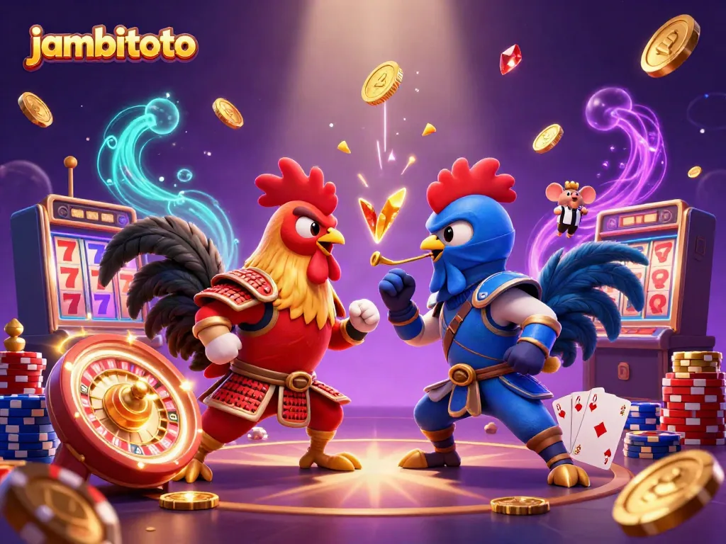 Engage with jambitoto's thrilling rooster showdown in an exciting casino atmosphere.