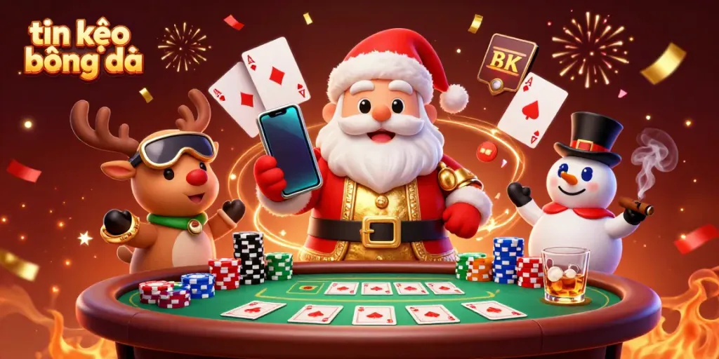 Experience thrilling bets with tin kèo bóng đá in a vibrant casino scene with characters celebrating gaming.