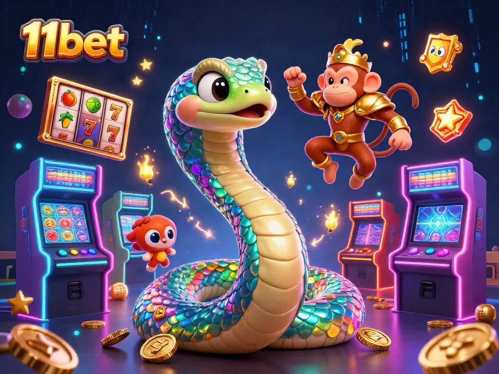 Experience 11bet's exciting online casino with vibrant slots and enchanting characters in a magical scene.