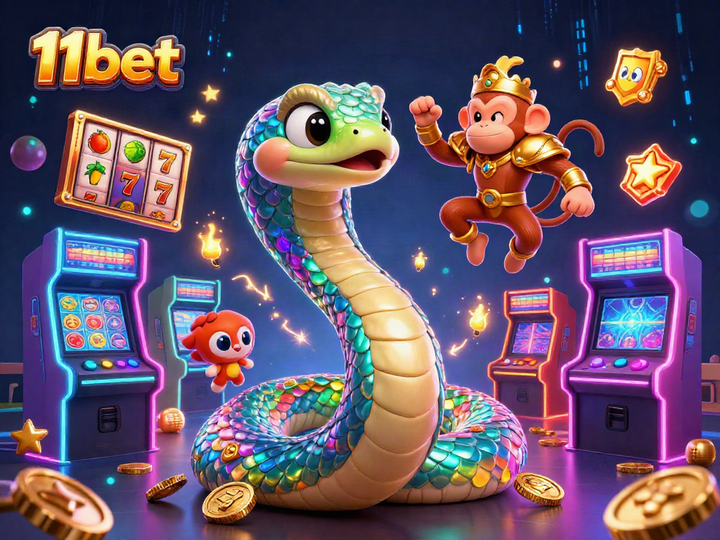 Experience 11bet's exciting online casino with vibrant slots and enchanting characters in a magical scene.