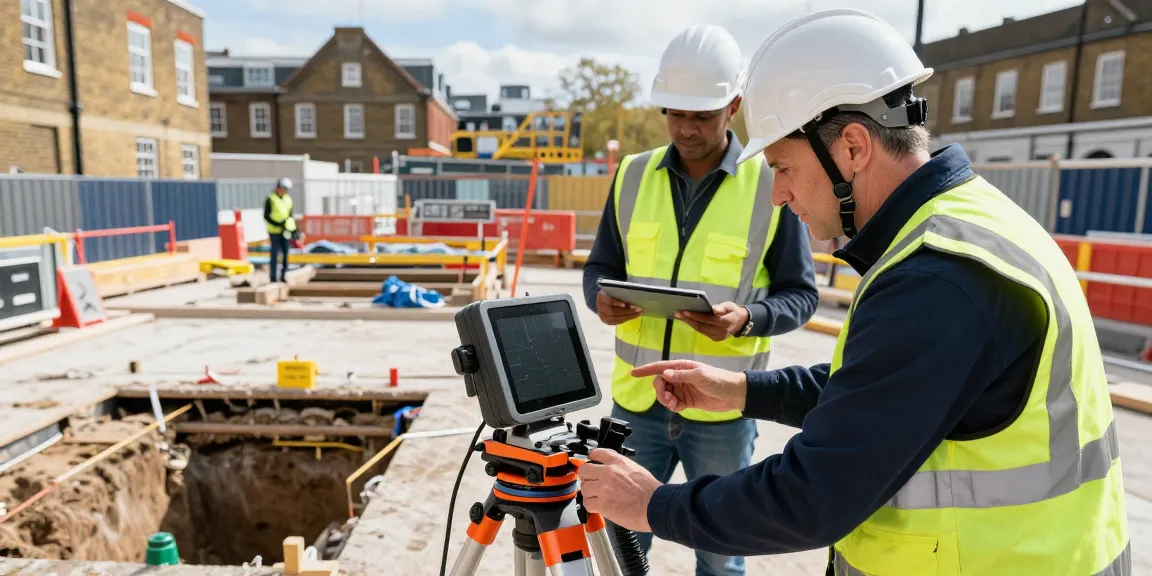 GPR Utility Survey London: Surveyors using Ground Penetrating Radar to map underground utilities in an urban site.