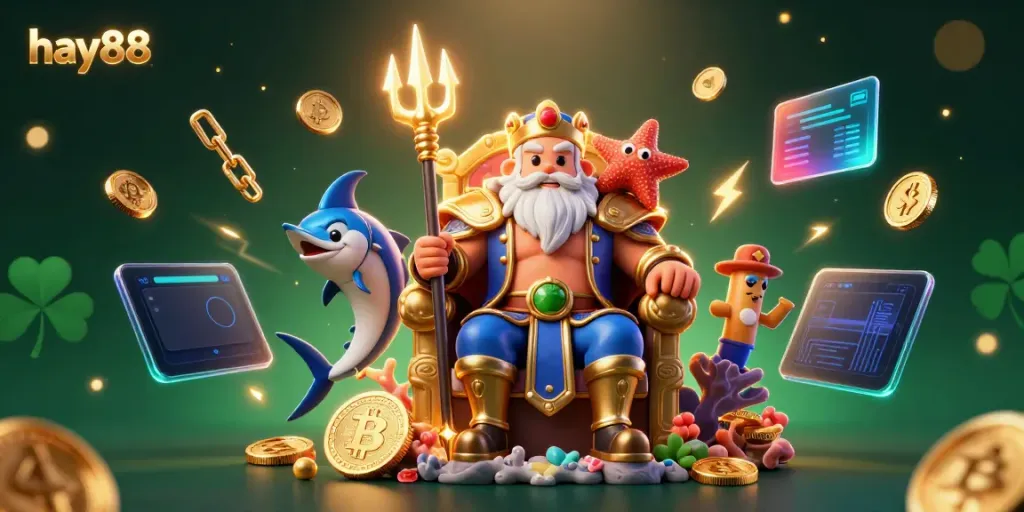Experience high-stakes gaming at hay88 with Neptune and vibrant 3D casino elements.