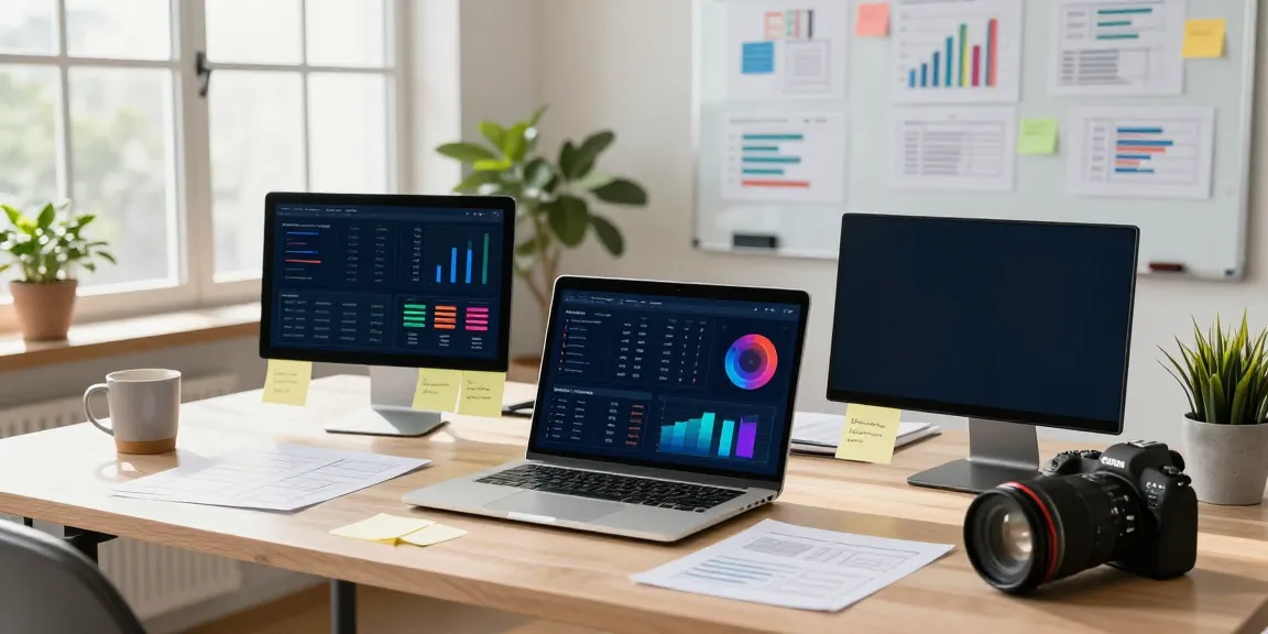 Marketer analyzing SEO data in a vibrant workspace focusing on instant indexing.