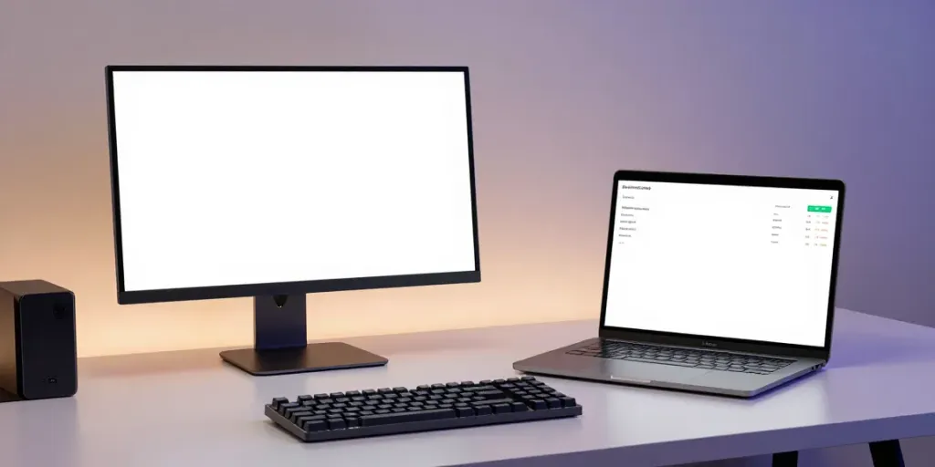 UK domain renewal prices displayed in a modern tech workspace with coding elements.
