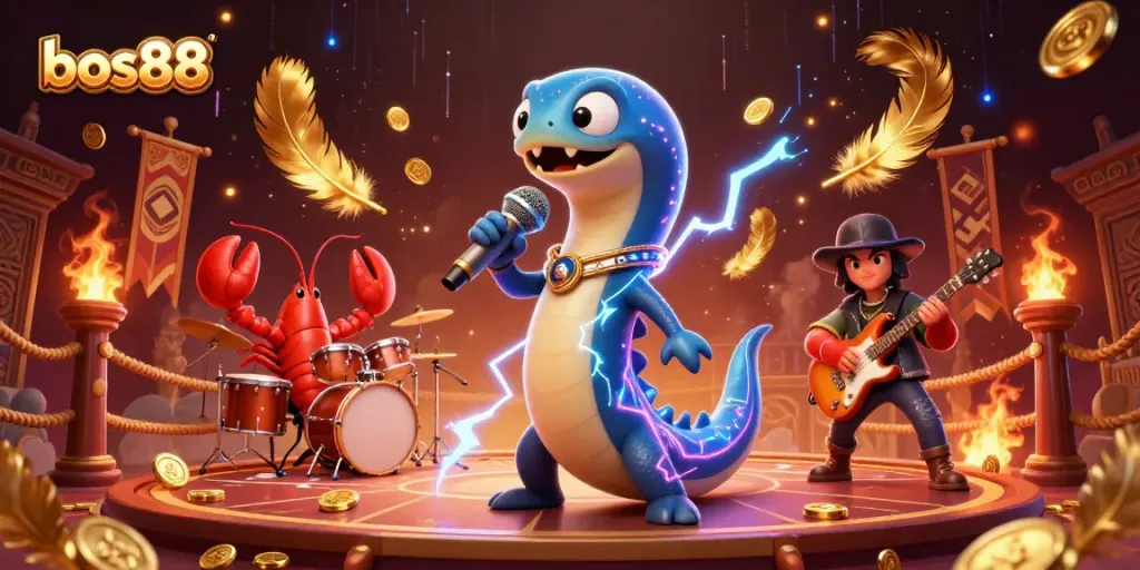 Experience the thrill of bos88 with vibrant underwater casino vibes featuring electric eel and band.