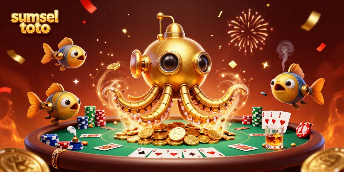 Win big at sumsel toto with a magical casino scene featuring a golden kraken and poker elements.