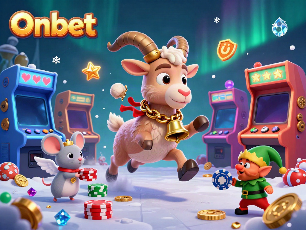 Experience Onbet's festive-horror casino with Krampus, gremlins, and angelic order amidst vibrant gaming chaos.
