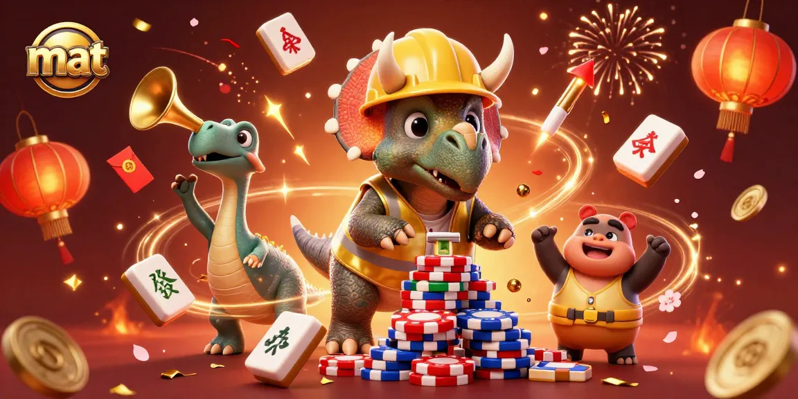 Engage in thrilling gameplay with mat-themed 3D casino illustration filled with poker chips and festive elements.