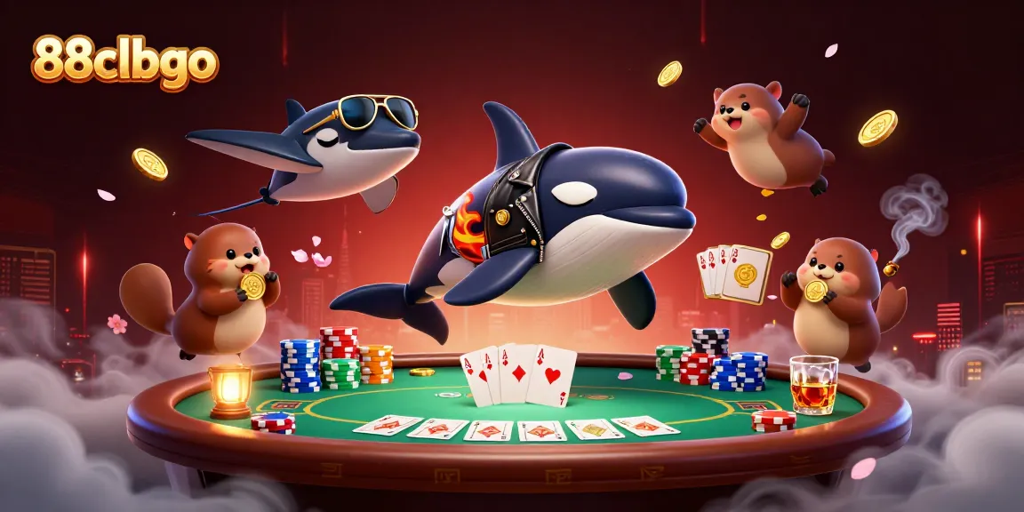 Experience excitement at 88clbgo with orca, stingray, and otters in a vibrant casino scene.