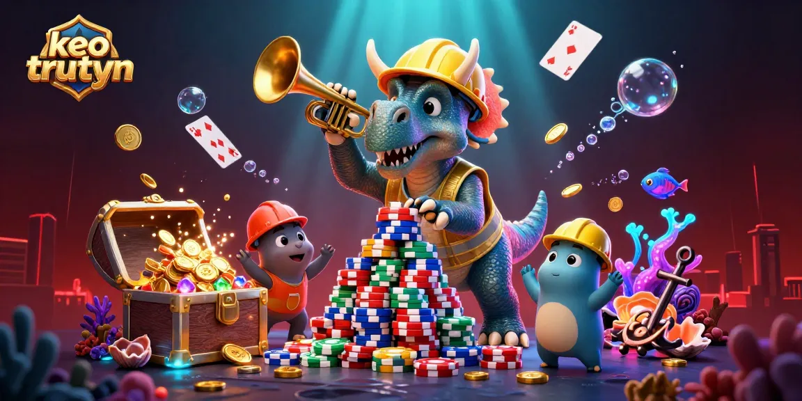 Experience keo truc tuyen action with a triceratops and celebrations in a vibrant casino scene.