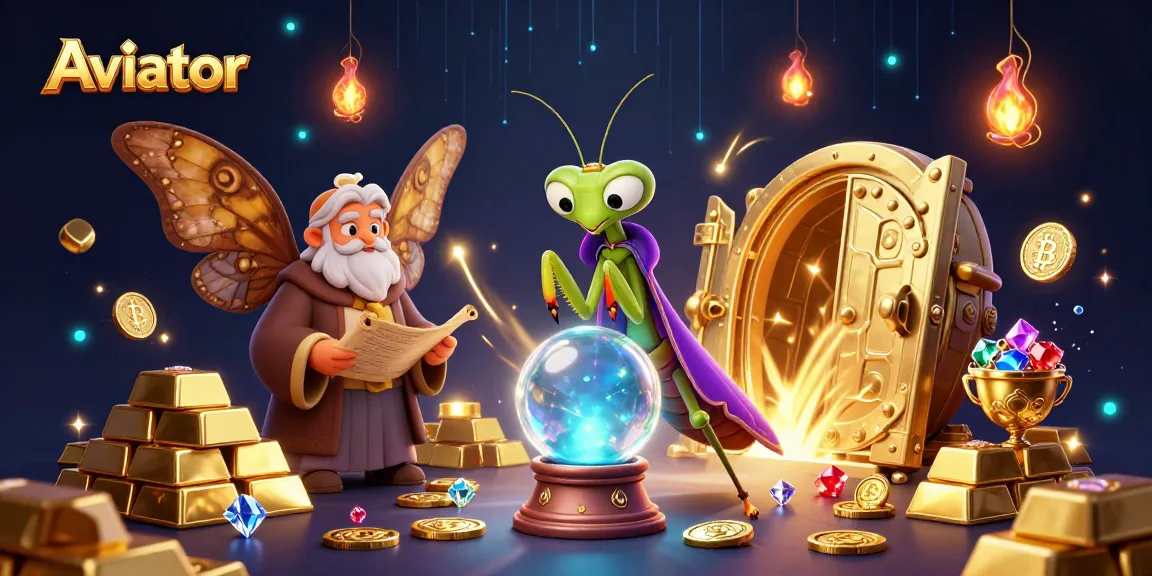 Aviator game themed illustration showcasing dynamic characters in a vibrant casino environment full of treasures.