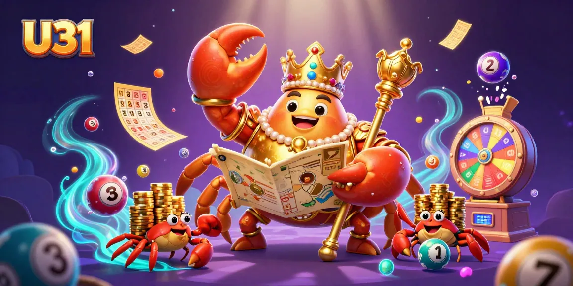 Experience U31's vibrant gaming world with a golden crab emperor and lottery elements creating excitement.