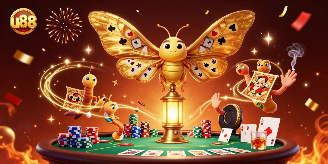u88 gamblers celebrating at a dazzling poker scene with vibrant golden elements and festive atmosphere.