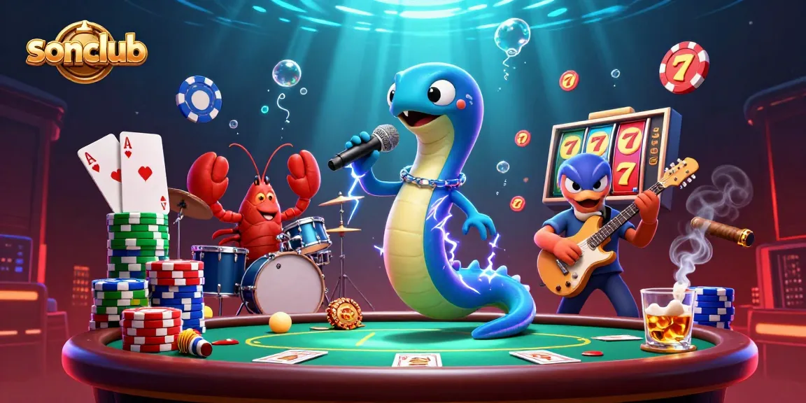 Engage in exciting gameplay at sonclub with vibrant characters and dynamic casino elements.