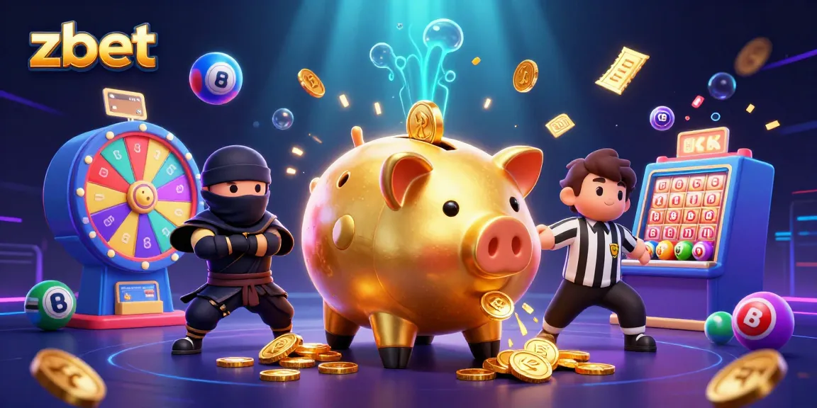 Experience excitement with zbet's vibrant digital casino illustration featuring a piggy bank sumo wrestler!