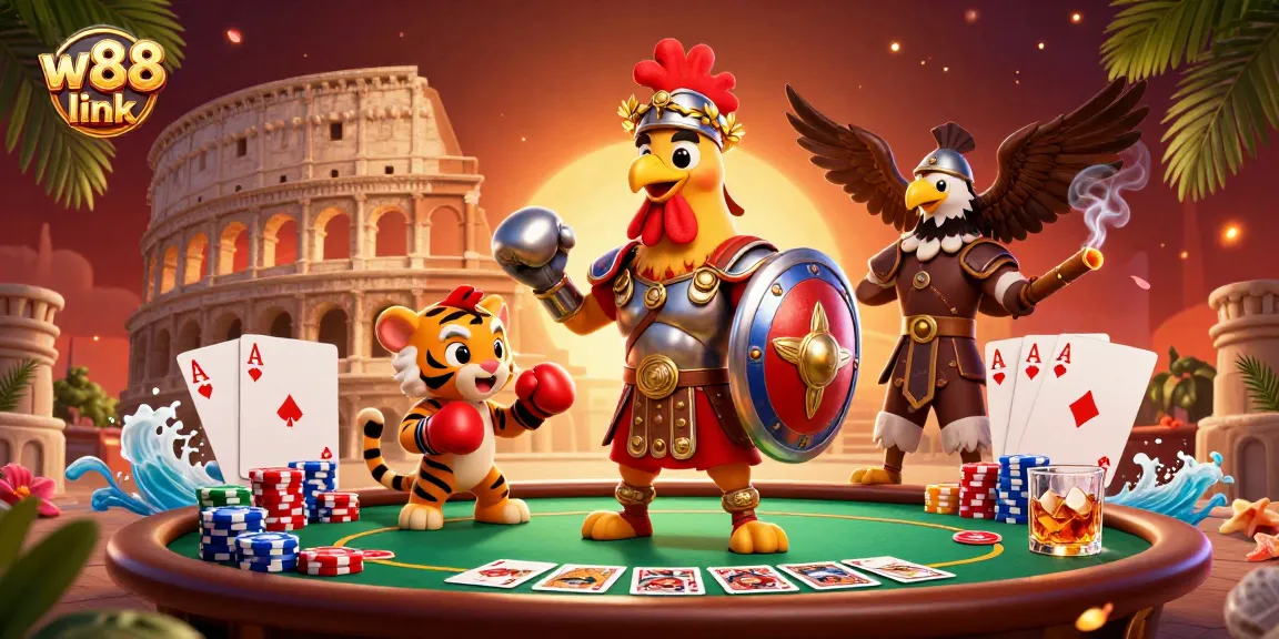Engage with w88 link's immersive casino experience featuring poker action and vibrant 3D dynamics.